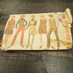 Simplicity Sewing Pattern 7795 Women's Jumper Dress Top Skirt Pants Size 10 60s